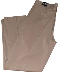 NWT Slazenger Gold Wicking Core Pants Khaki Size 36/32 Flat Front Golfing Pant